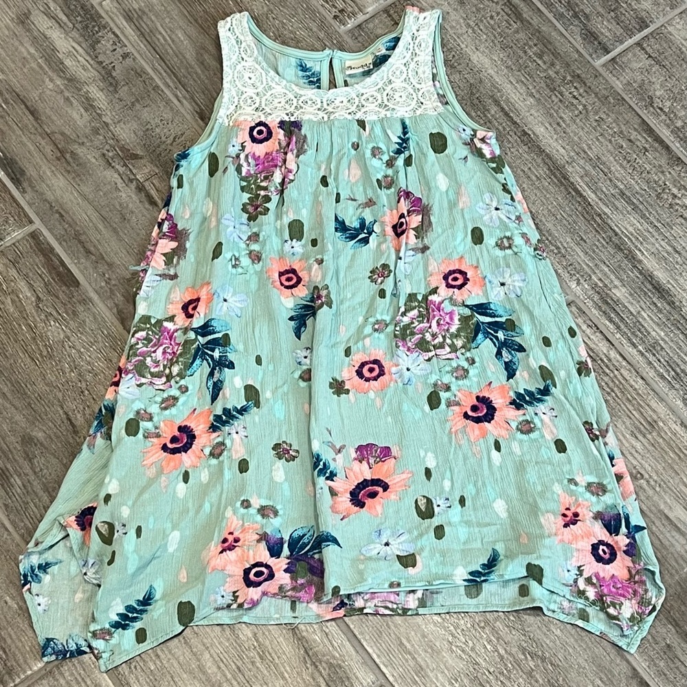 Mudd Floral Dress Lace Trim Sleeveless Casual Summer Dress Girls Size 7/8‎